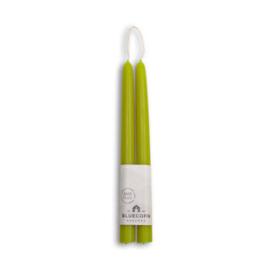 Bluecorn Candles - Pair of Hand-Dipped Beeswax Taper Candles: 10" / Pistachio